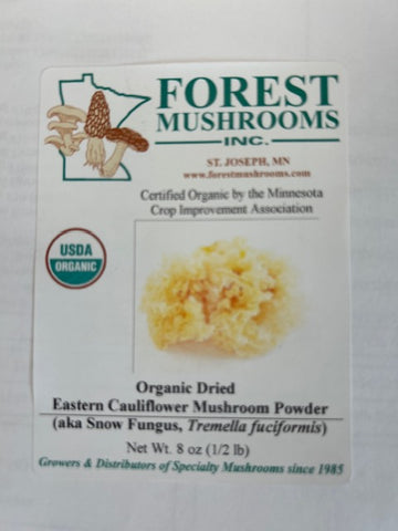 Dried Organic "Eastern Cauliflower" or "Snow" Mushrooms (Tremella fuciformis) POWDER